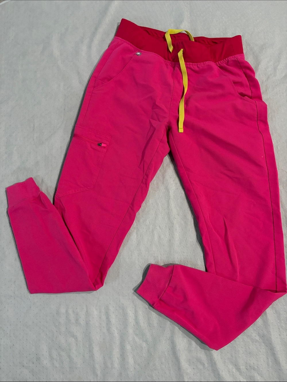 Hot Pink Joggers with Yellow Drawstring